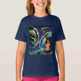 Astronautin trifft extraterrestrische Alien T-Shirt