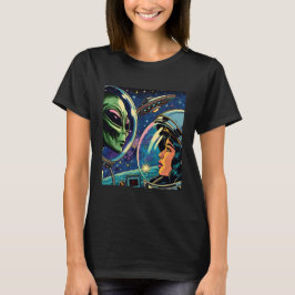 Astronautin trifft extraterrestrische Alien T-Shirt