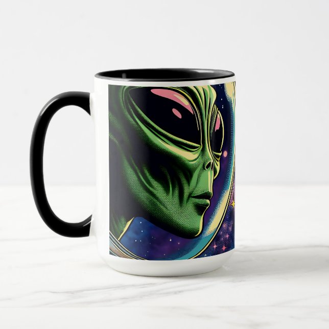 Astronautin trifft extraterrestrische Alien Tasse (Links)