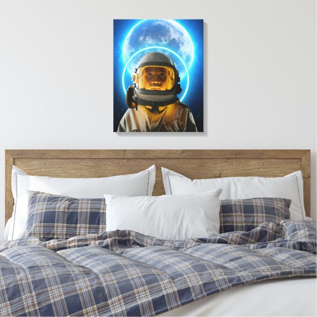 Astronautin und Mond Leinwanddruck (Insitu (Schlafzimmer))