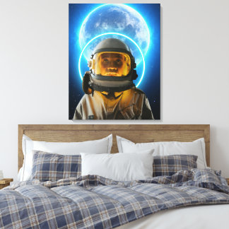Astronautin und Mond Leinwanddruck