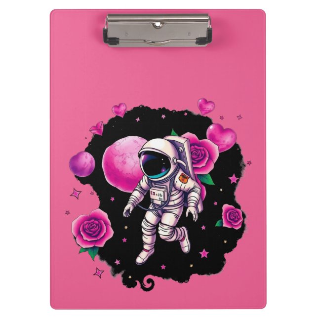 Astronautin Valentine Rose Klemmbrett (Vorderseite)