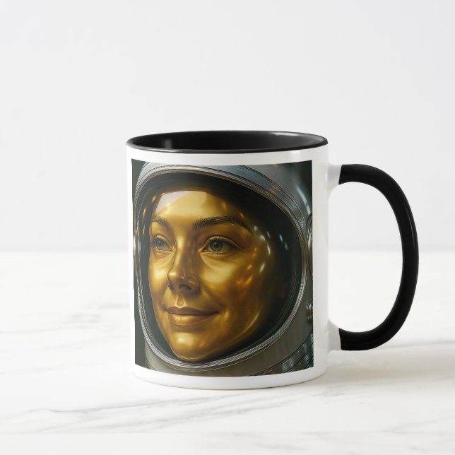 Astronautisches Frauengesicht Tasse (Rechts)