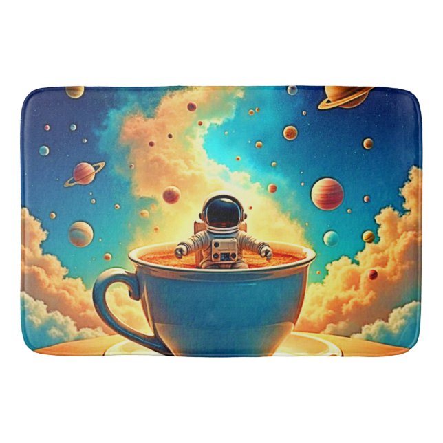 Astronauts Coffee Cosmos Reise Badematte (Vorderseite)