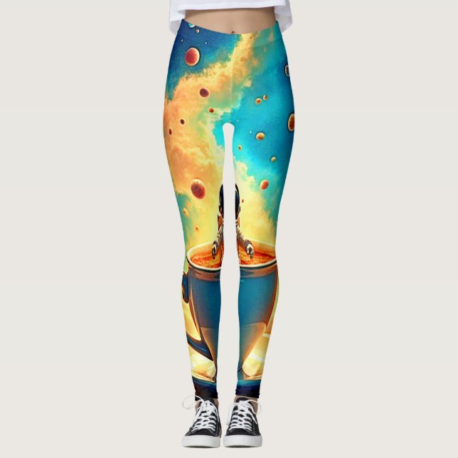 Astronauts Coffee-Kosmos-Reise Leggings (Vorderseite)
