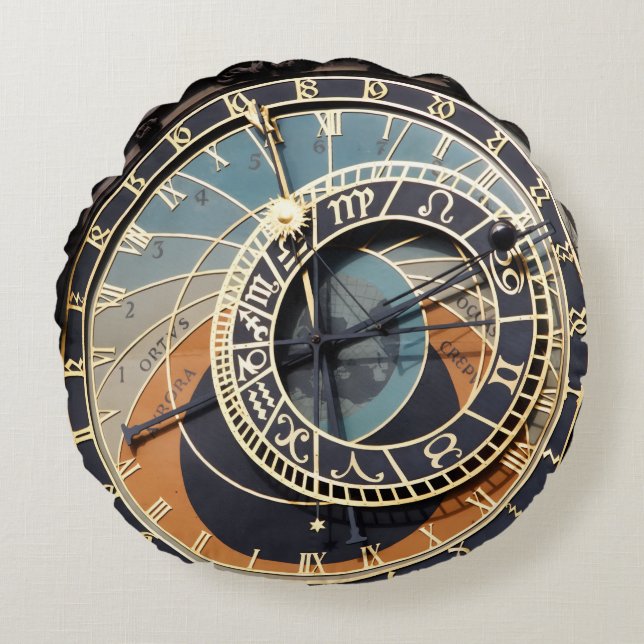 Astronomical Clock In Praque Rundes Kissen (Vorderseite)
