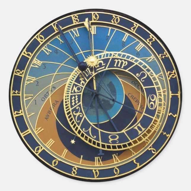 Astronomical Clock-Prag Orloj Runder Aufkleber (Vorderseite)
