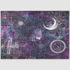 Astronomie Blue Sky Moon Abstrakt Ephemera Seidenpapier