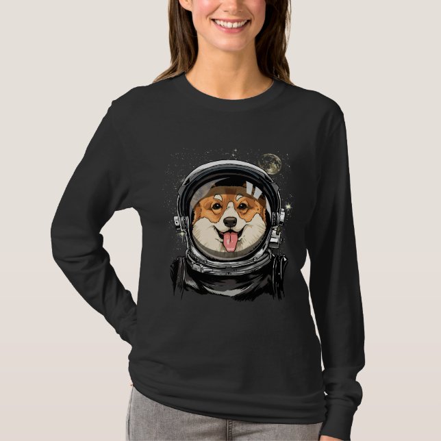 Astronomie des Corgi Dog Astronauten Weltraumforsc T-Shirt (Vorderseite)