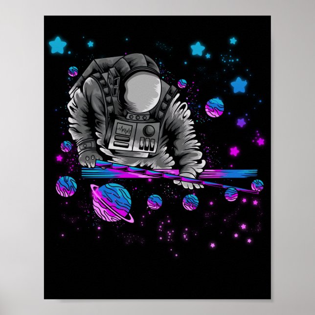 Astronomie Galaxy Billiard Player Astronautenpool Poster (Vorne)