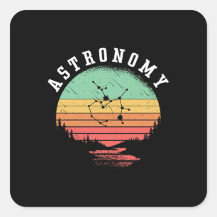 Astronomie liebt Retro Space Stars Universe Planet Quadratischer Aufkleber