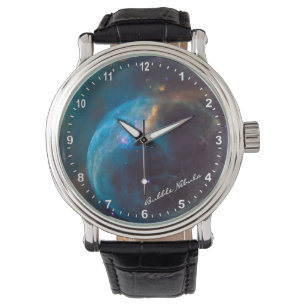 Astronomie und Blasen-Nebula Uhr, Hubble / Galaxie Armbanduhr