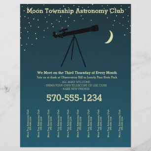 Astronomieclub-Teleskop und Sterne reißen Fransen  Flyer
