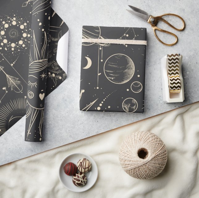 Astronomiemuster Geschenkpapier (Kunsthandwerk)