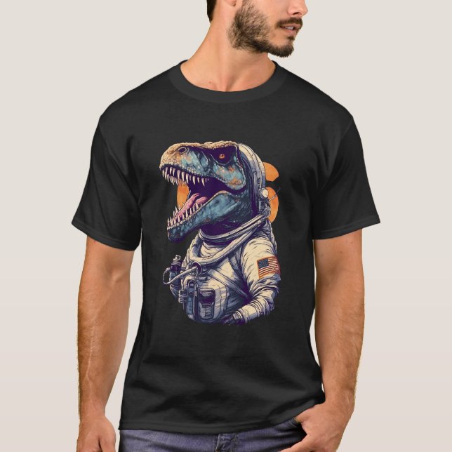 Astronomieplanets Space Astronaut T Rex Dinosaur T-Shirt (Vorderseite)