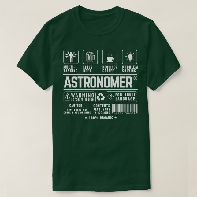 Astronomin Multitasking-Bier-Kaffee-Problemlösung T-Shirt (Design vorne)
