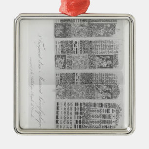 Astronomische Mayatabellen mit den Eklipsen Silbernes Ornament