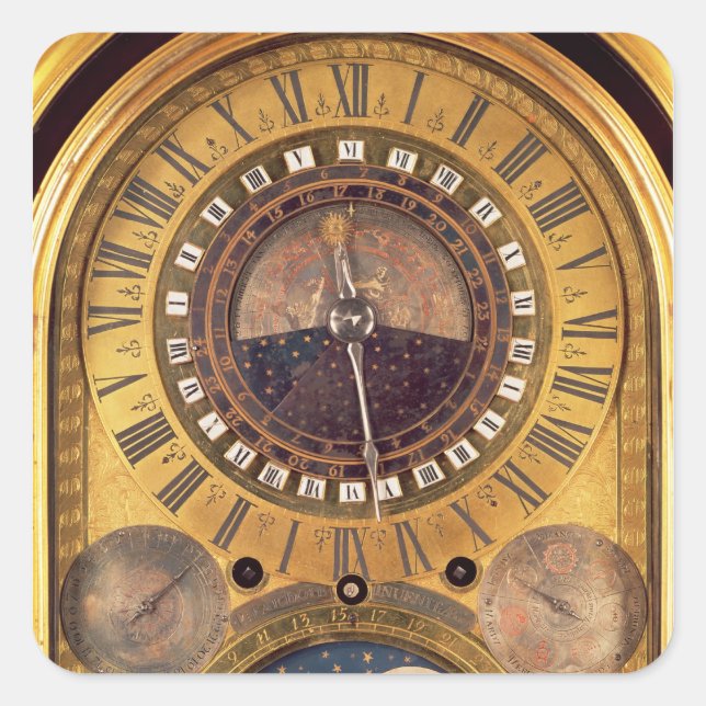 Astronomische Uhr für die Grand Dauphin Quadratischer Aufkleber (Vorderseite)