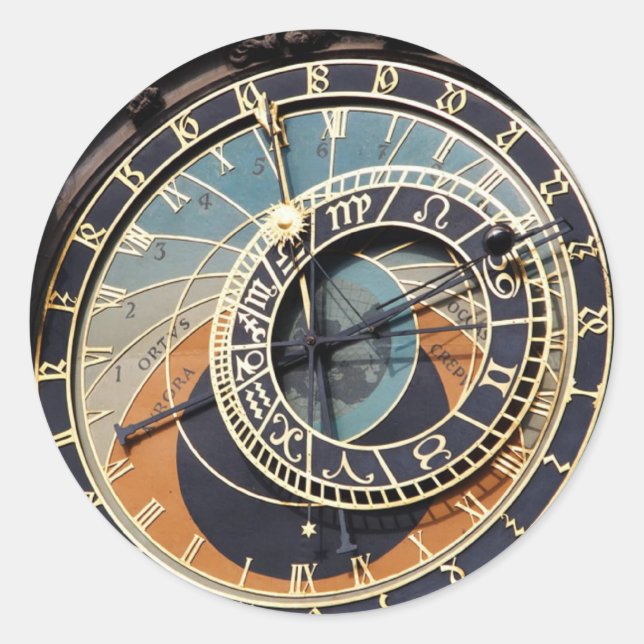 Astronomische Uhr in Prag Runder Aufkleber (Vorderseite)