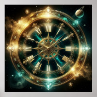 Astronomische Uhr mit goldenen Verzierungen