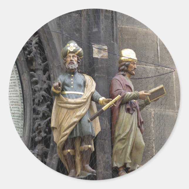 Astronomische Uhr oder Prag Orloj Runder Aufkleber (Vorderseite)