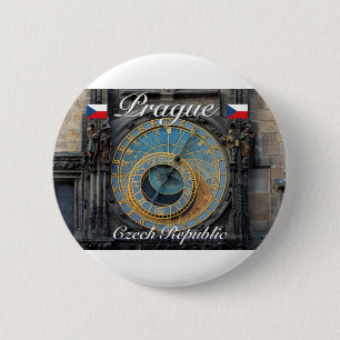 Astronomische Uhr Prag Orlog Tschechische Republik Button