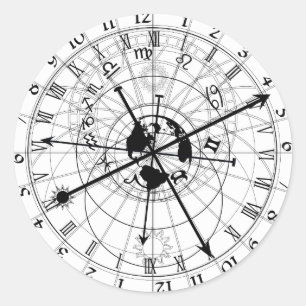 Astronomische Uhr Runder Aufkleber