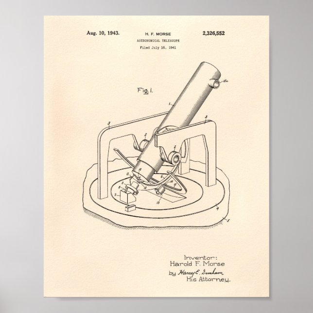 Astronomisches Teleskop 1943 Patent Art Old Peper Poster (Vorne)