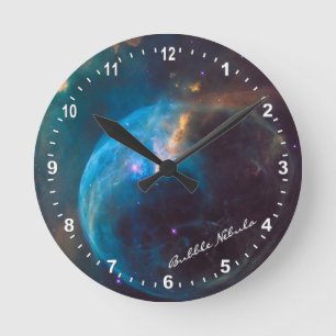 Astronomy & Bubble Nebula Clock, Hubble / Galaxy Runde Wanduhr