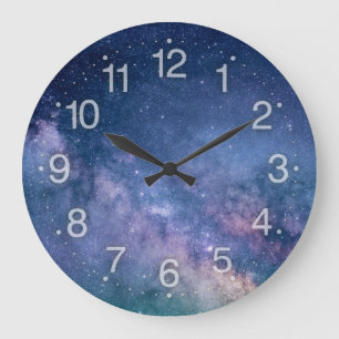 Astronomy comos blue purple violet sky stars große wanduhr