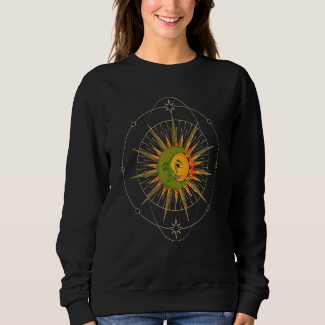 Astronomy Crescent Moon Sun Celestial Body Boho As Sweatshirt (Vorderseite)
