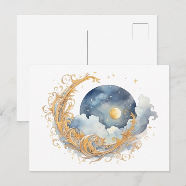 Astronomy gold celestial pattern postkarte (Vorne/Hinten)