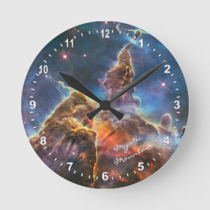 Astronomy & Mystic Mountain Clock, Hubble / Galaxy Runde Wanduhr