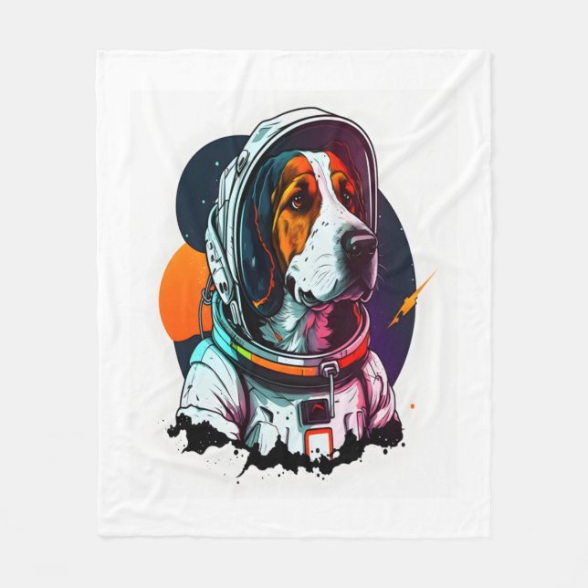 Astronout Dog Mascot Fleecedecke (Vorderseite)