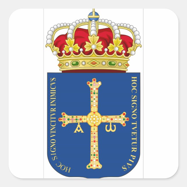 Asturias-Wappen (Spanien) Quadratischer Aufkleber (Vorderseite)