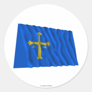 Asturias-Wellenflagge Runder Aufkleber