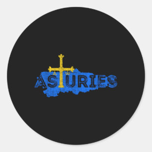 Asturische Karte und Flagge erschüttert Asturien S Runder Aufkleber
