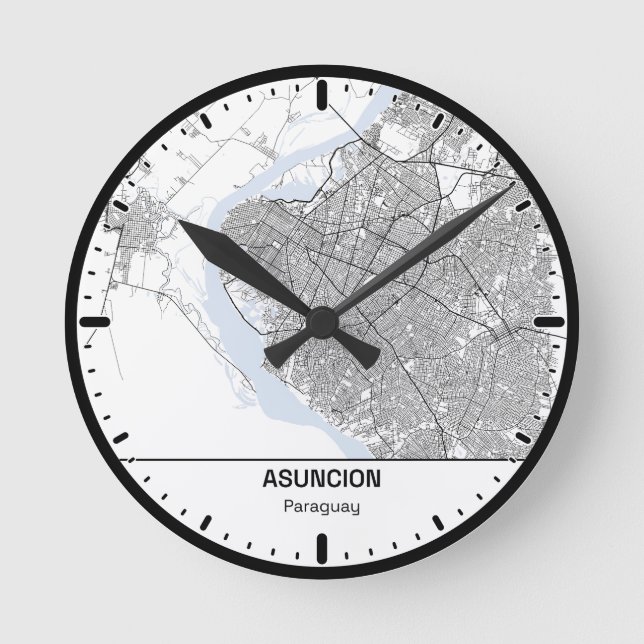 Asuncion Clock City Line Art Runde Wanduhr (Vorderseite)
