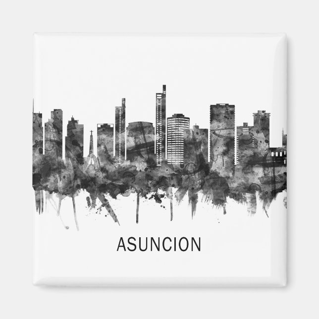 Asuncion Paraguay Skyline BW Magnet (Vorne)