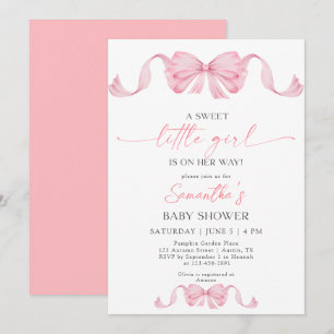 ASweet Little Girl Coquette Bow Border Baby Shower Einladung
