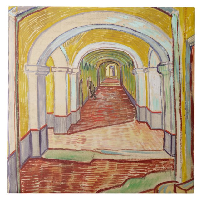 Asylkorridor (von Vincent van Gogh) Fliese (Vorderseite)