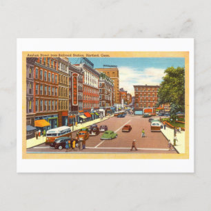 Asylstraße in Hartford, Connecticut, Vintag Postkarte
