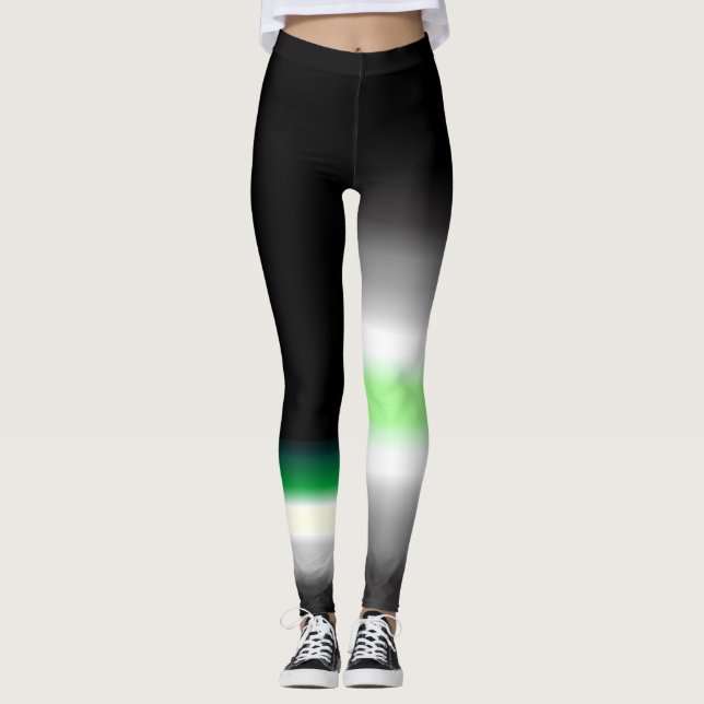 Asymetrisches agender aro aromantic Stolzflaggen Leggings (Vorderseite)