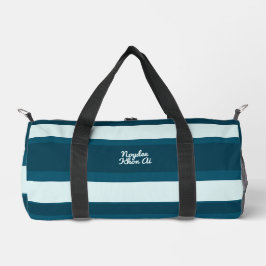 Asymmetric Stripes Horizontal Lines Sea Blue White Duffle Bag
