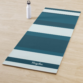 Asymmetric Stripes Horizontal Lines Sea Blue White Yogamatte