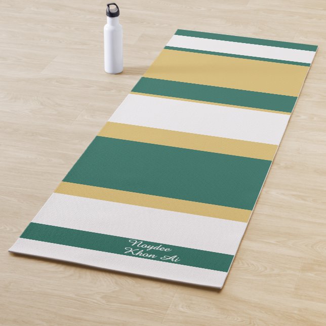 Asymmetric Stripes Lines Green Gold White Yogamatte (Beispiel)