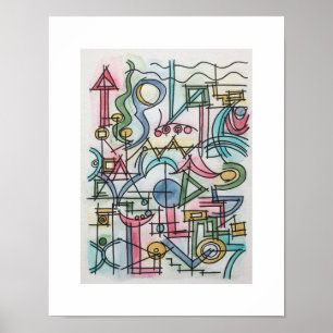 Asymmetrie-Moderne Bauhaus geometrische Wasserfarb Poster
