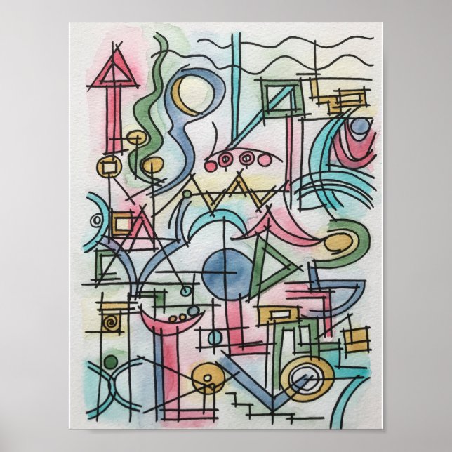 Asymmetrie-Moderne Geometrie des Bauhauses Poster (Vorne)