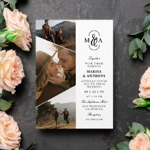 Asymmetrische Hochzeit von eleganten Monogram-Foto