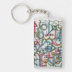 Asymmetrische-whimsical moderne Wasserfarben-Kunst Schlüsselanhänger